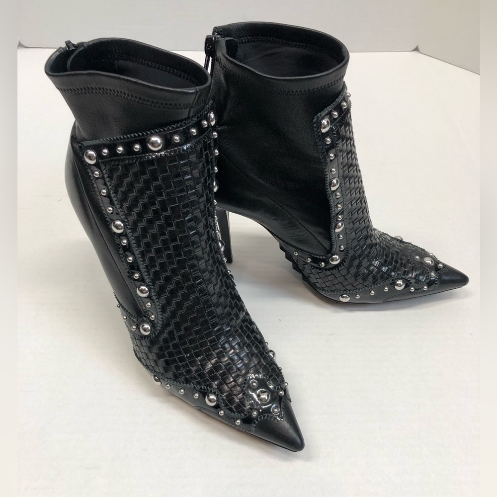Givenchy leather studded sock booties, black/silver, EUC - Picture 1 of 11